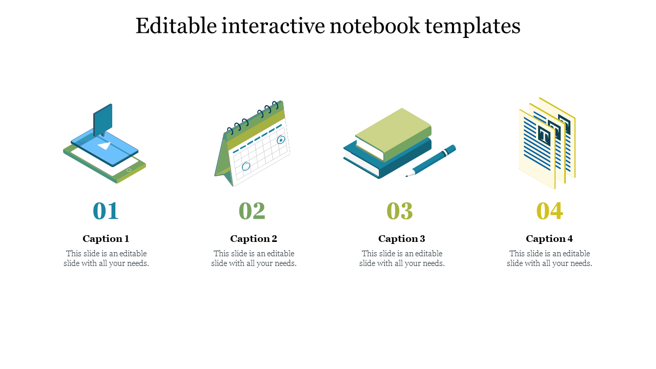 Editable interactive notebook templates